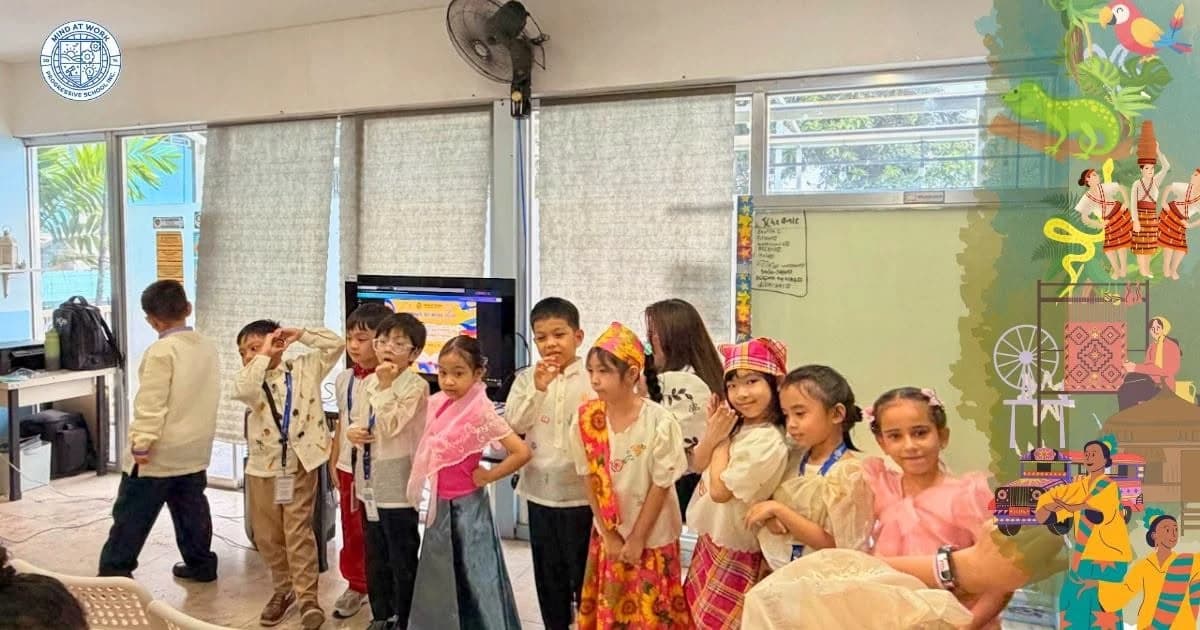 Children in Filipino traditional dress standing together in their classroom
